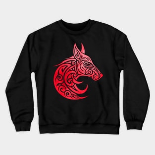 Celtic Nordic Fox Blood Red Watercolor Crewneck Sweatshirt